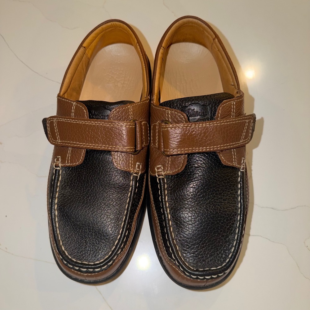 Dr. Comfort Mike Mens 12W‎ Black Brown Leather Boat Shoes Loafers 8660 Strap